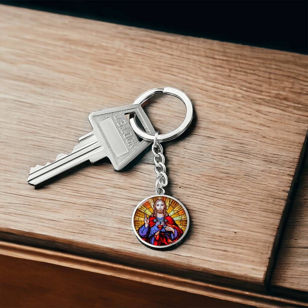 the-sacred heart of jesus christ pendant necklace_artwork_original_artwork Graphic Circle Keychain NEW