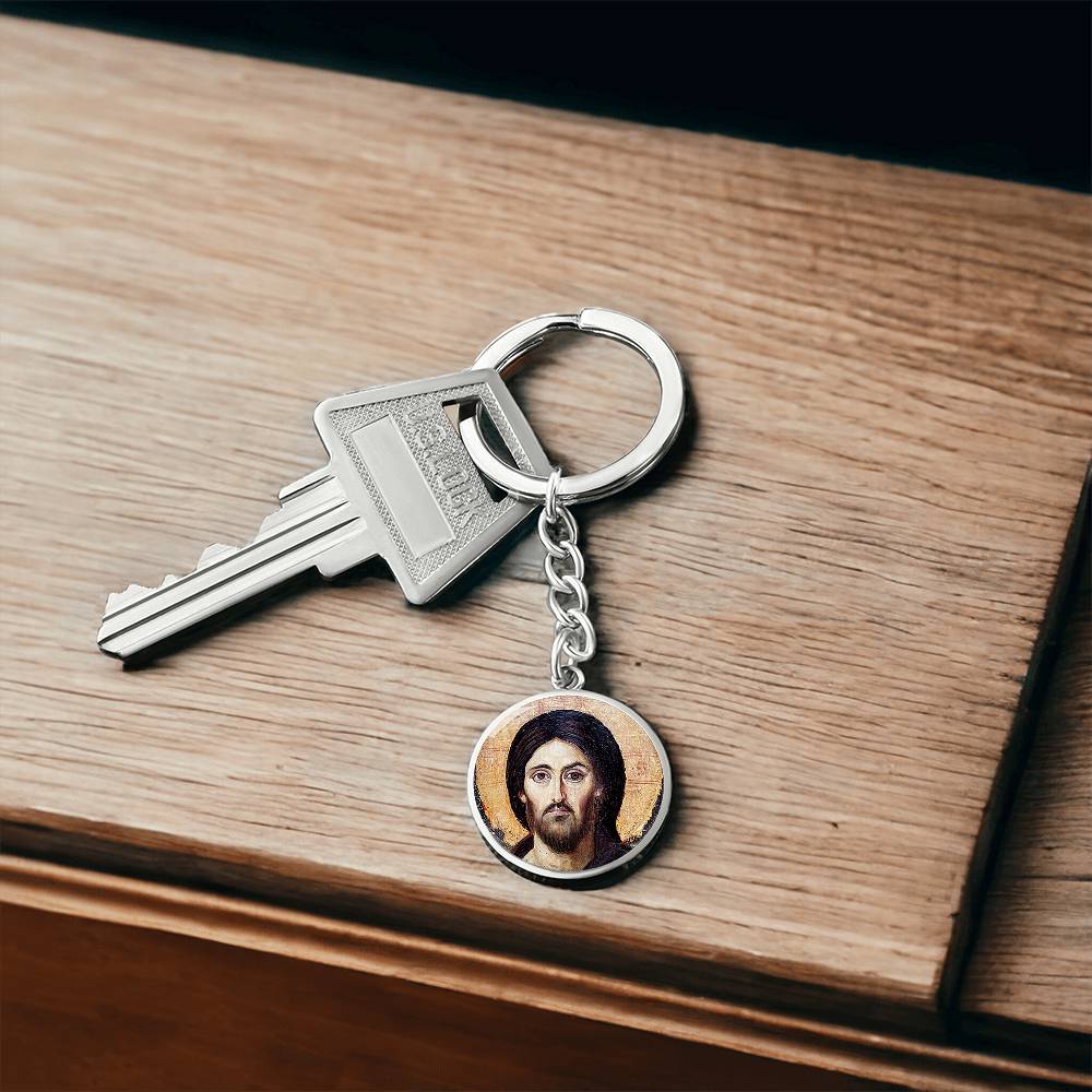 Jesus Christ Pantocrator Sinai Circle Keychain