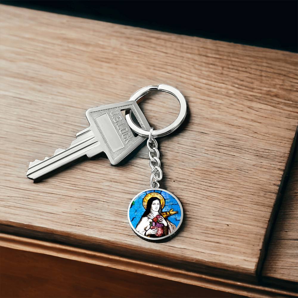 saint-therese of lisieux circle pendant necklace_artwork_original_artwork Graphic Circle Keychain NEW