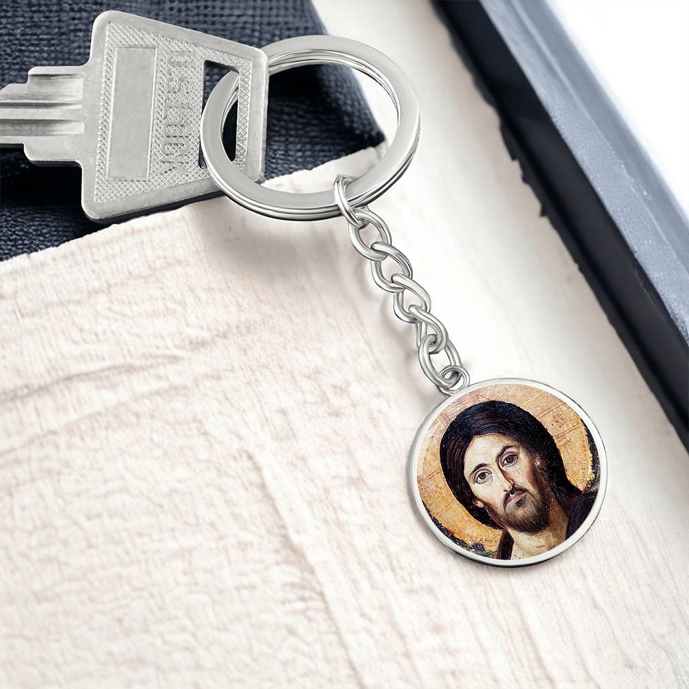 Jesus Christ Pantocrator Sinai Circle Keychain