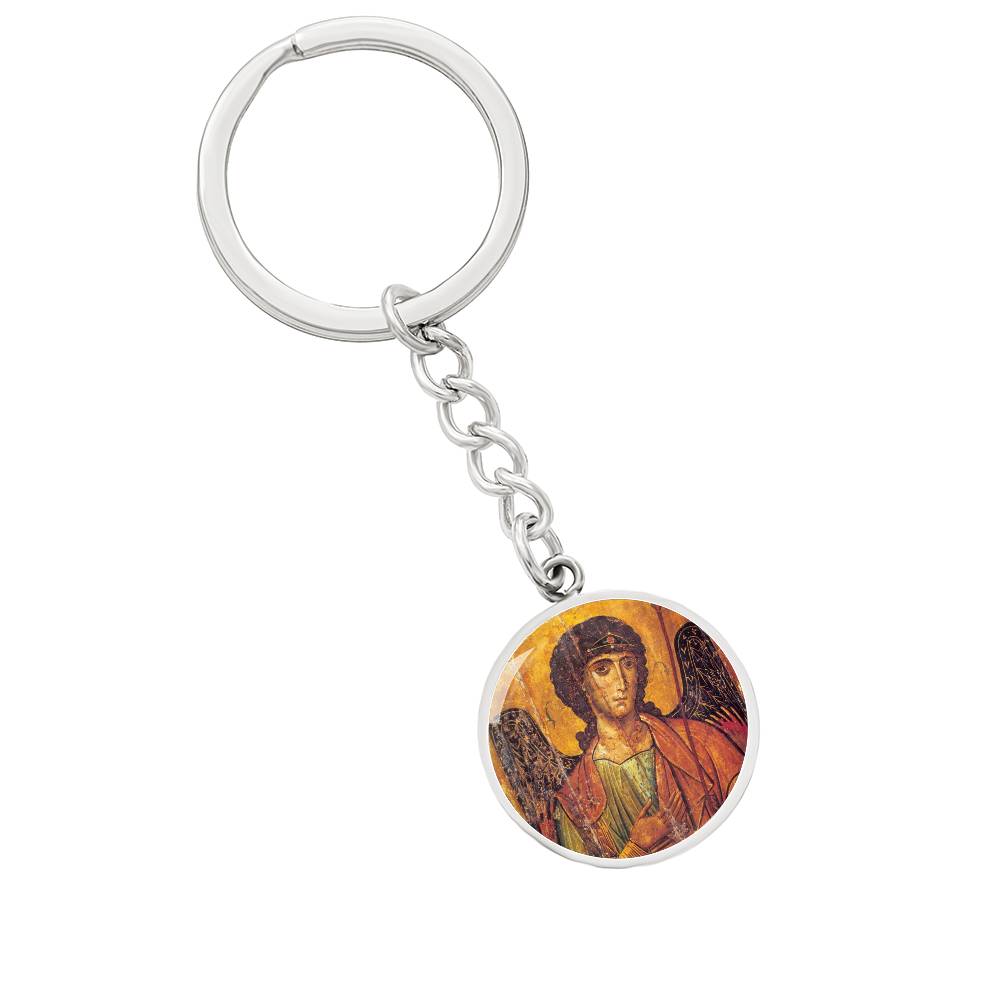 Archangel Michael circle pendant keychain
