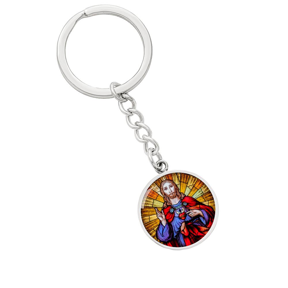 the-sacred heart of jesus christ pendant necklace_artwork_original_artwork Graphic Circle Keychain NEW