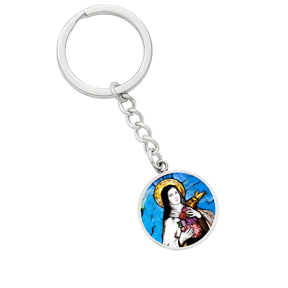 saint-therese of lisieux circle pendant necklace_artwork_original_artwork Graphic Circle Keychain NEW