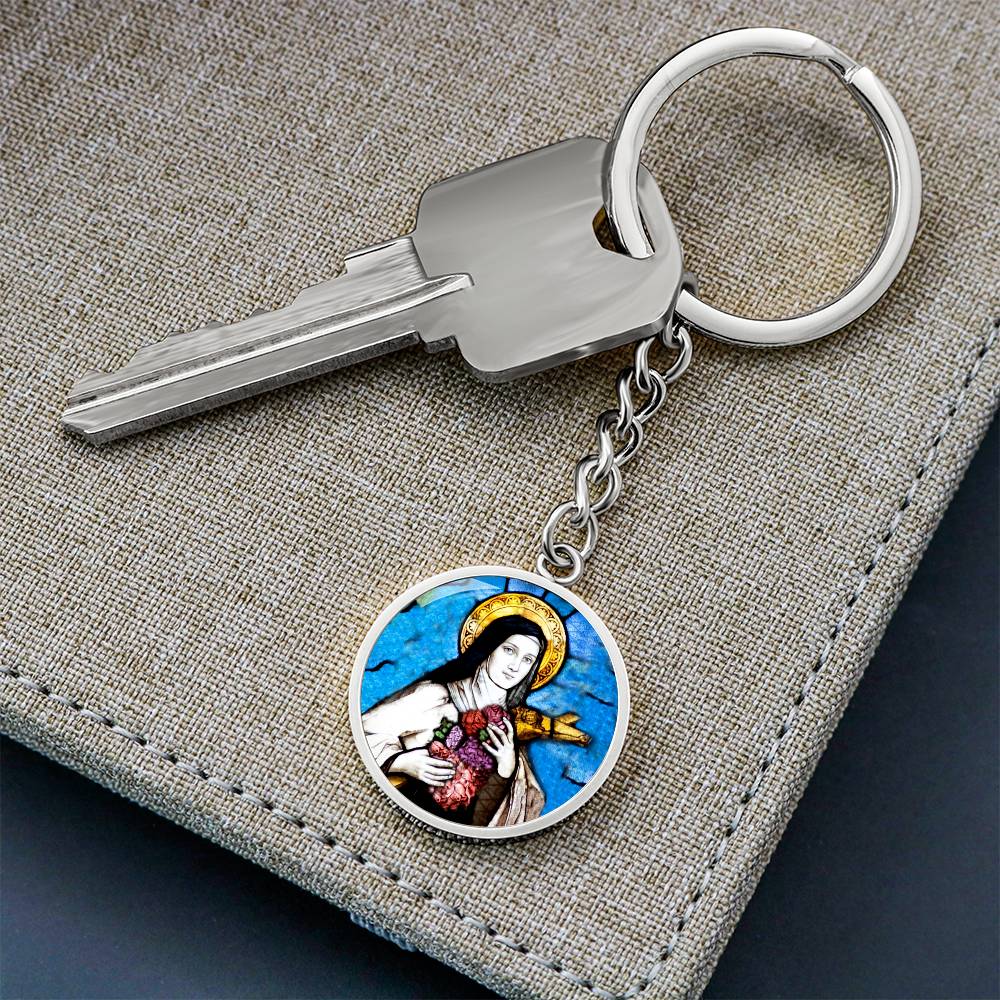 saint-therese of lisieux circle pendant necklace_artwork_original_artwork Graphic Circle Keychain NEW