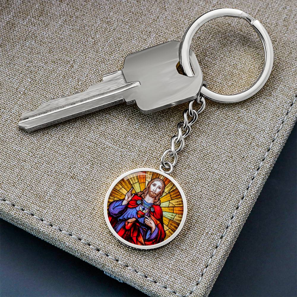 the-sacred heart of jesus christ pendant necklace_artwork_original_artwork Graphic Circle Keychain NEW