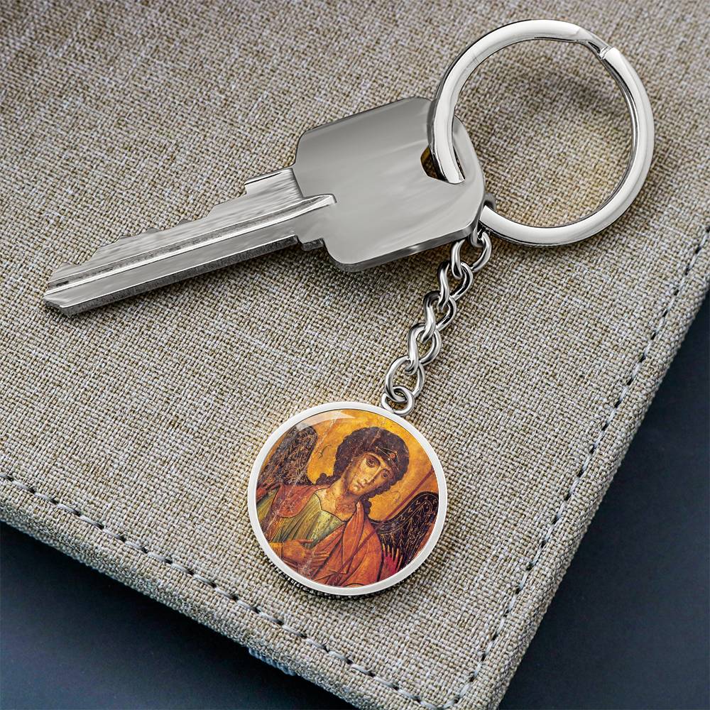 Archangel Michael circle pendant keychain