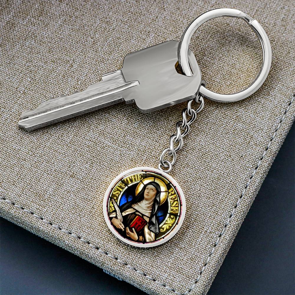 Saint Therese of Avila Circle Keychain