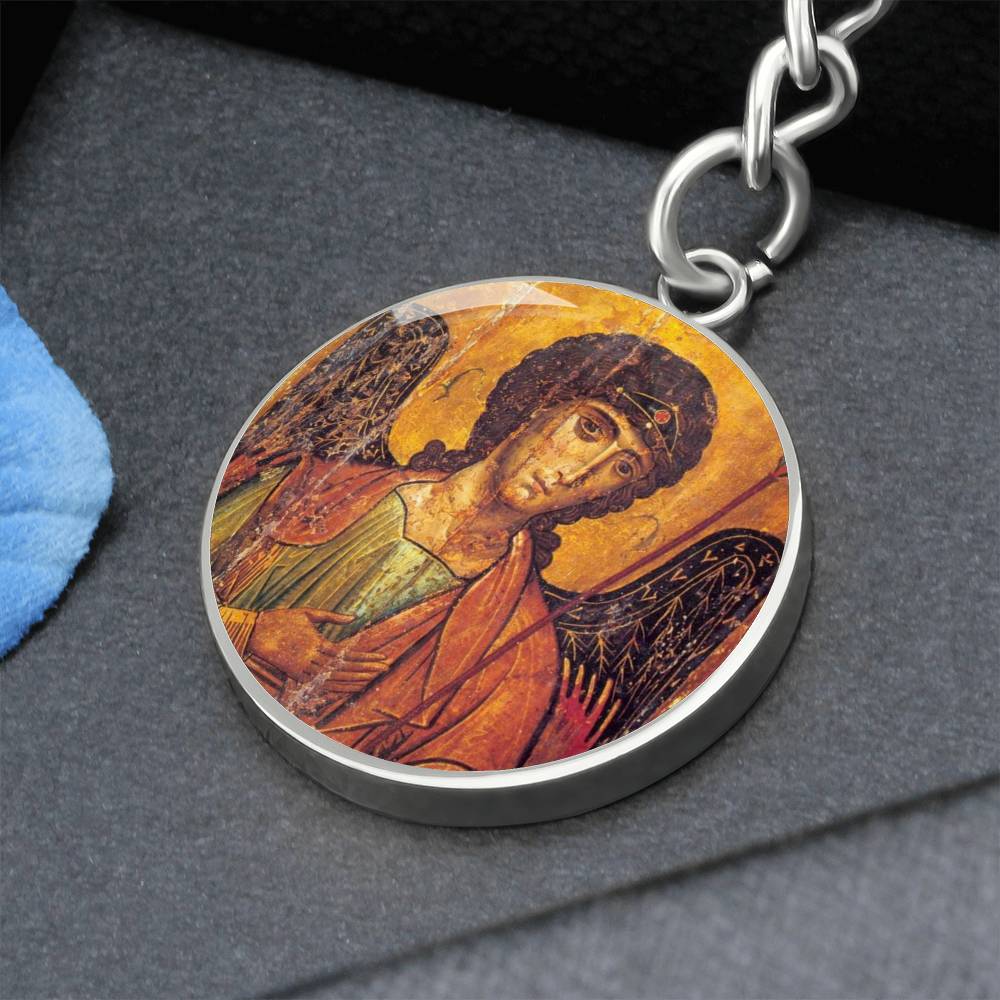 Archangel Michael circle pendant keychain
