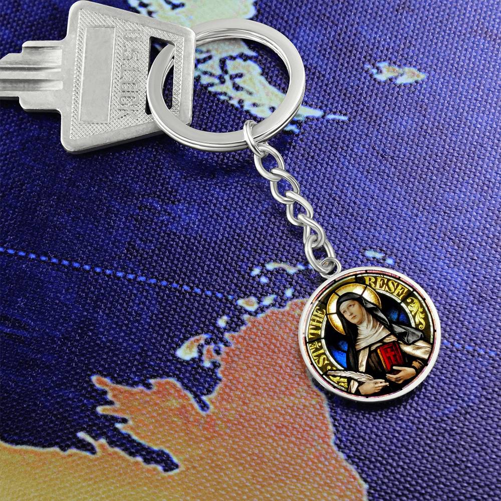 Saint Therese of Avila Circle Keychain