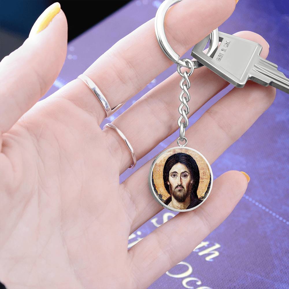 Jesus Christ Pantocrator Sinai Circle Keychain