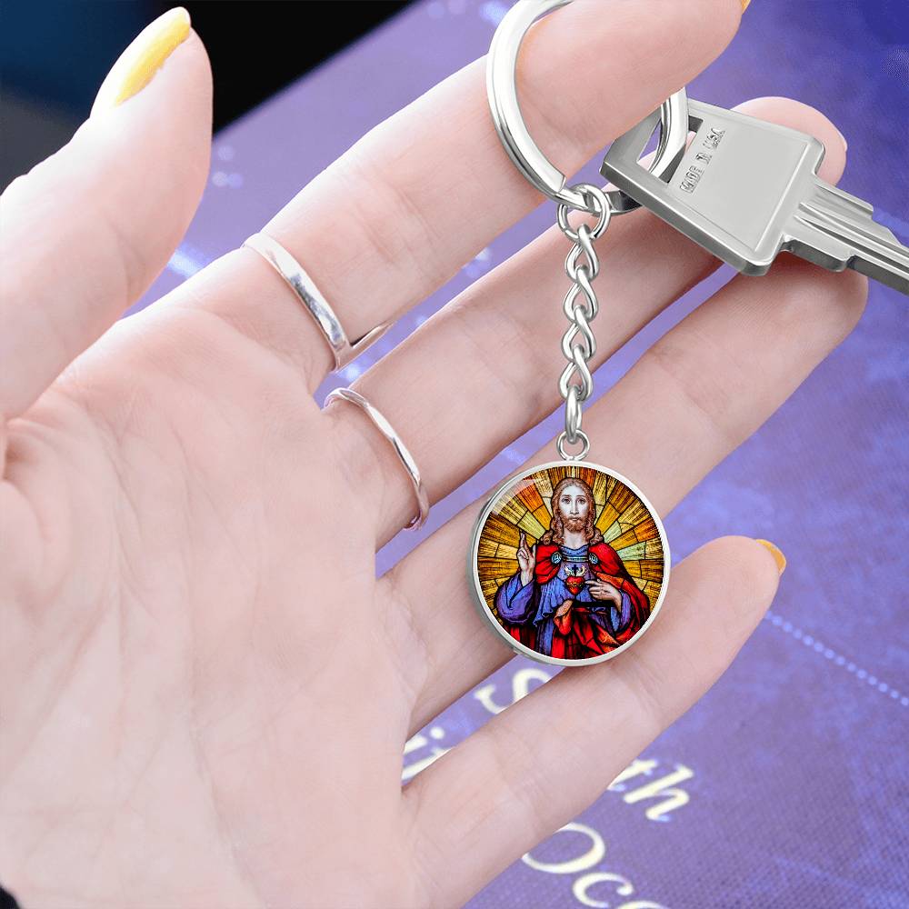 the-sacred heart of jesus christ pendant necklace_artwork_original_artwork Graphic Circle Keychain NEW