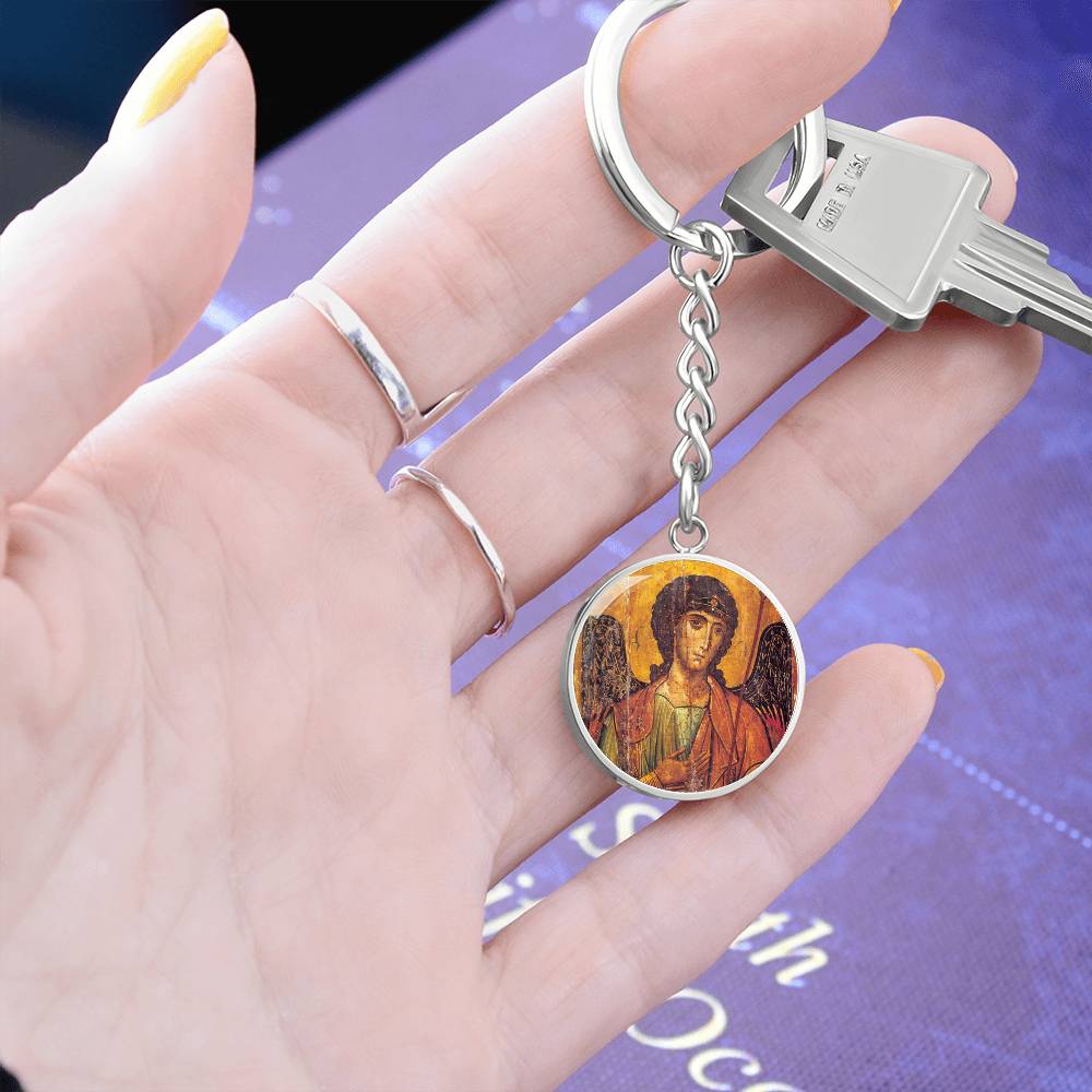 Archangel Michael circle pendant keychain