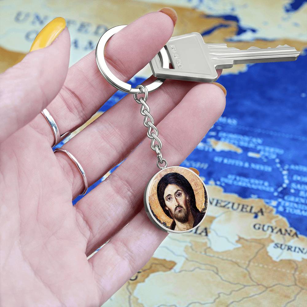 Jesus Christ Pantocrator Sinai Circle Keychain