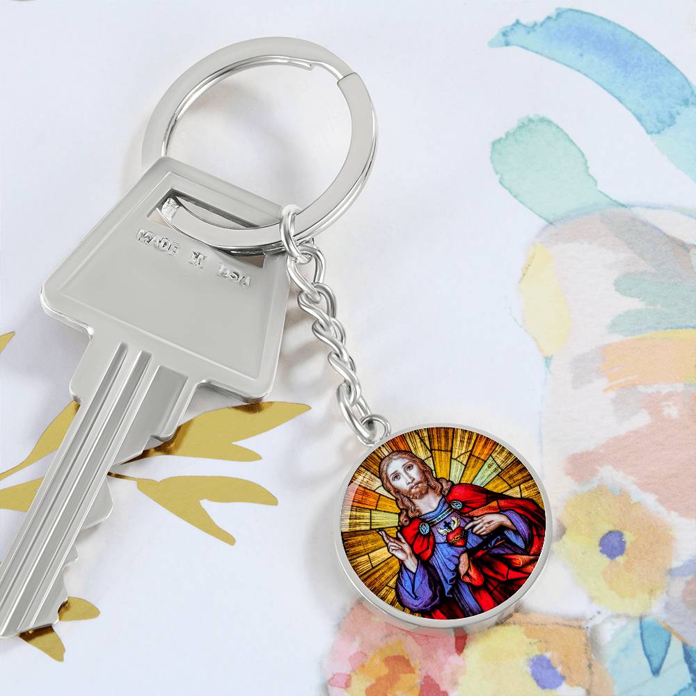the-sacred heart of jesus christ pendant necklace_artwork_original_artwork Graphic Circle Keychain NEW