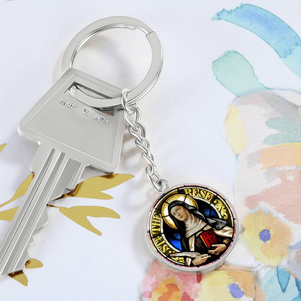Saint Therese of Avila Circle Keychain