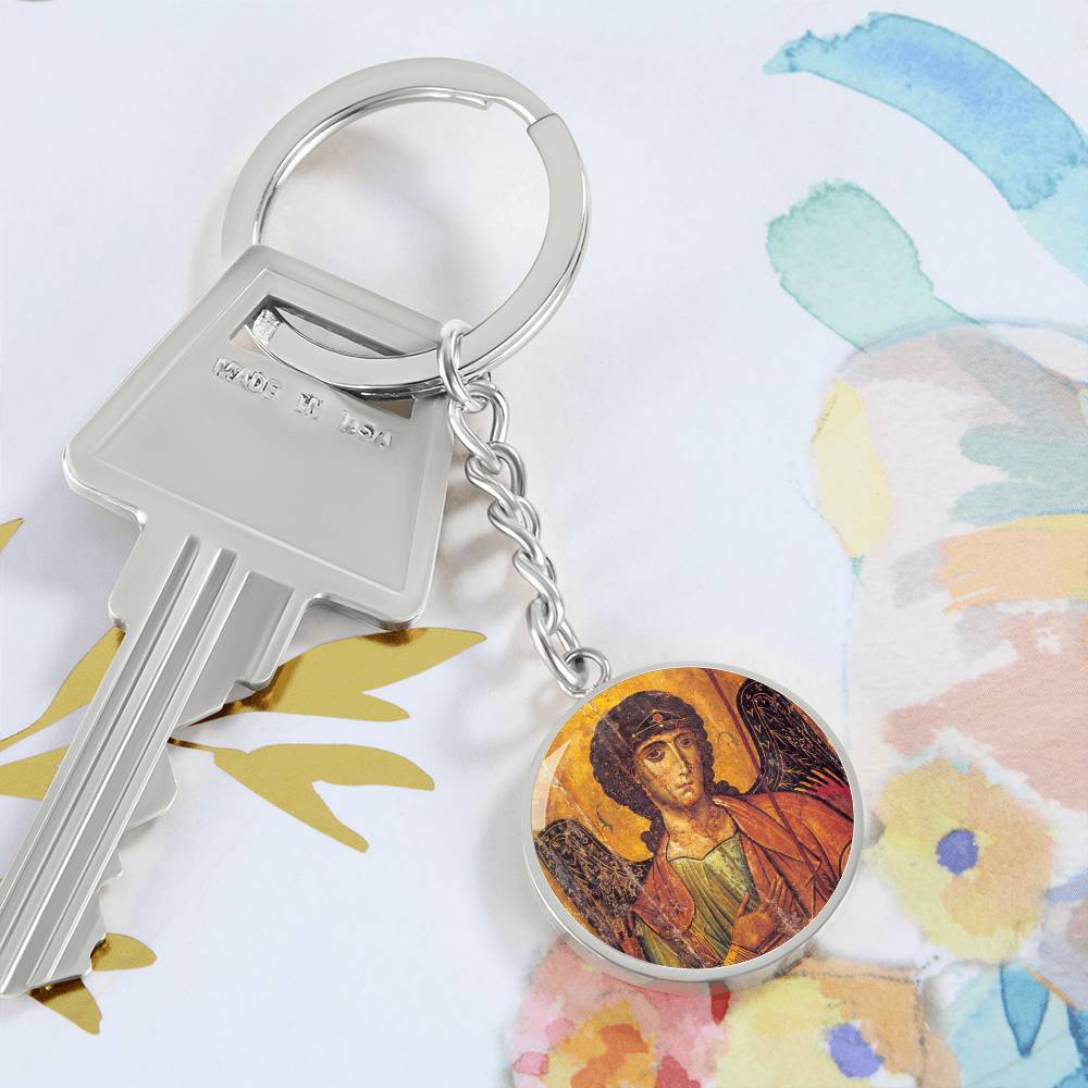 Archangel Michael circle pendant keychain