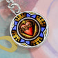Sacred Heart Circle 300 dpi ShineOn Circle Pendant Keychain