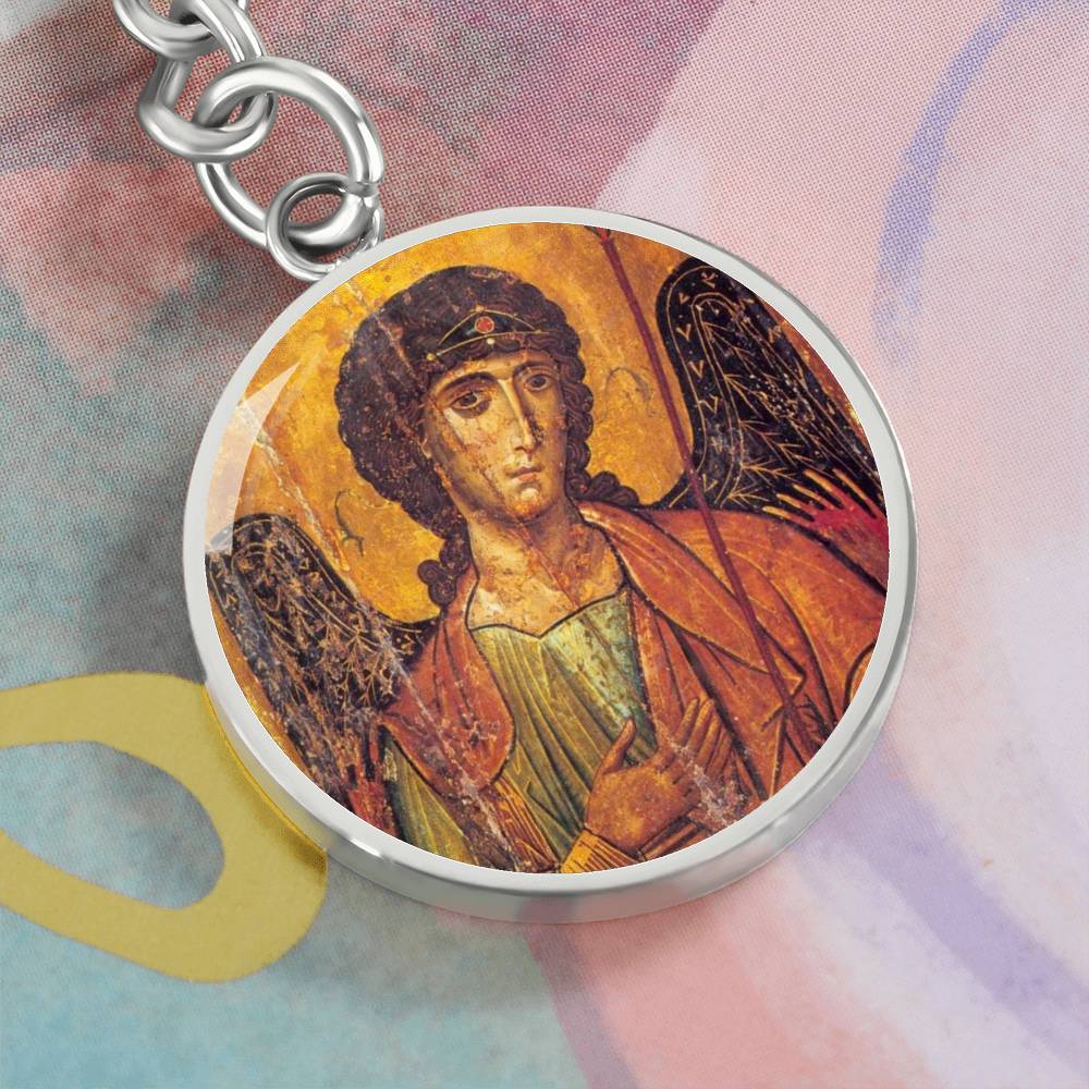 Archangel Michael circle pendant keychain