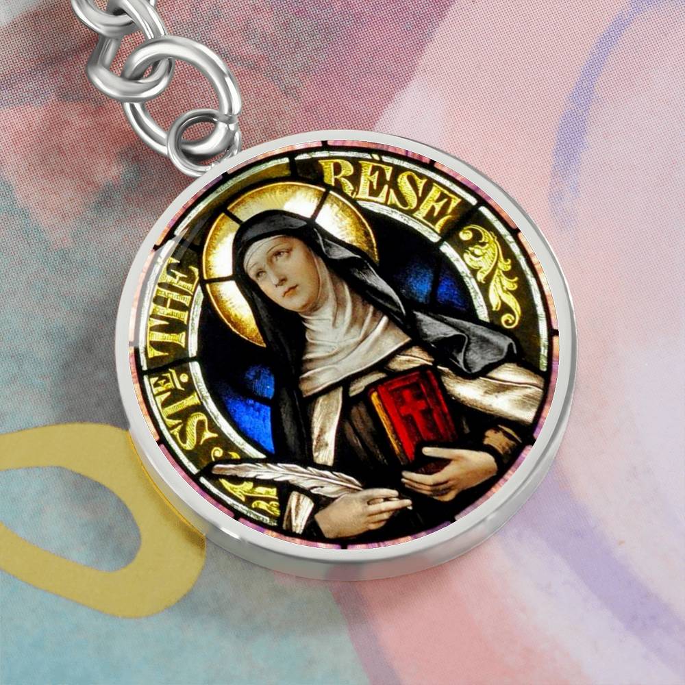 Saint Therese of Avila Circle Keychain
