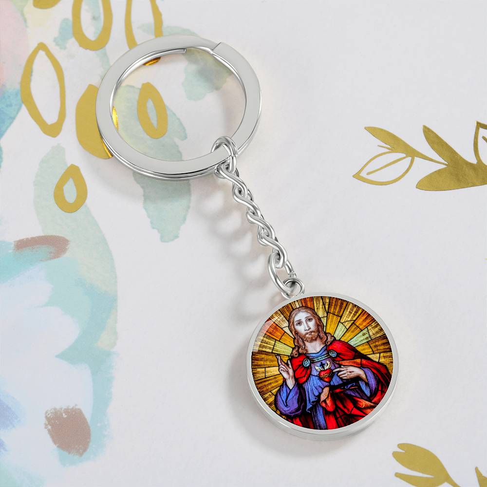 the-sacred heart of jesus christ pendant necklace_artwork_original_artwork Graphic Circle Keychain NEW