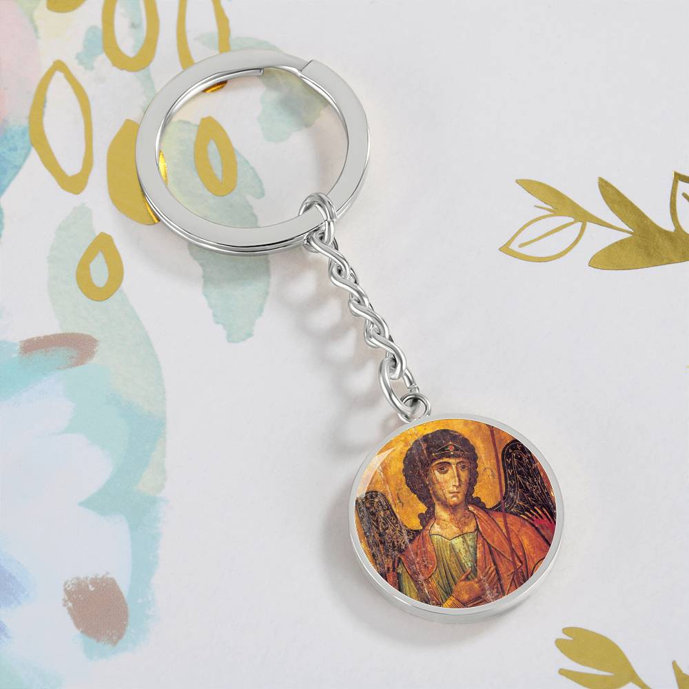 Archangel Michael circle pendant keychain