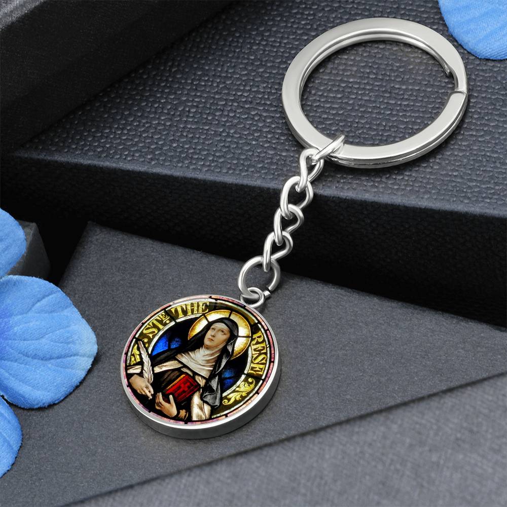 Saint Therese of Avila Circle Keychain