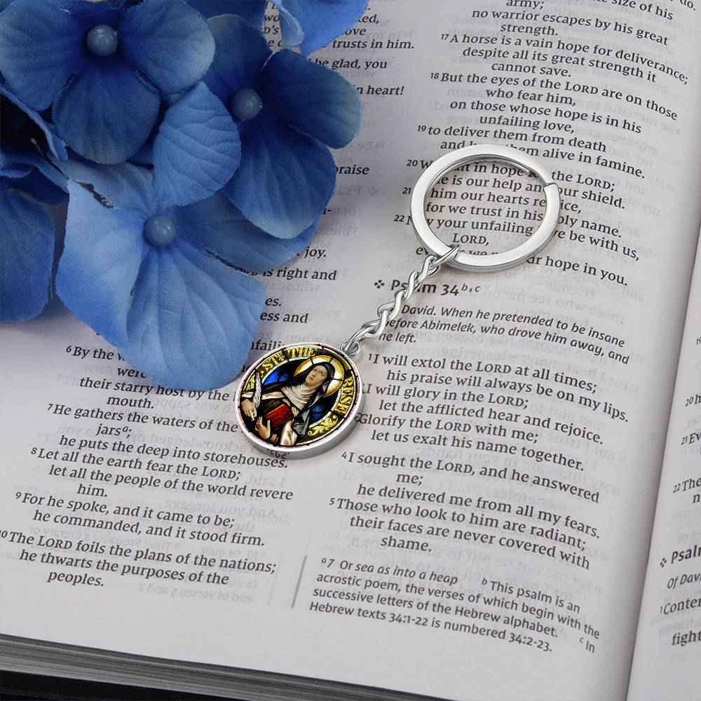Saint Therese of Avila Circle Keychain