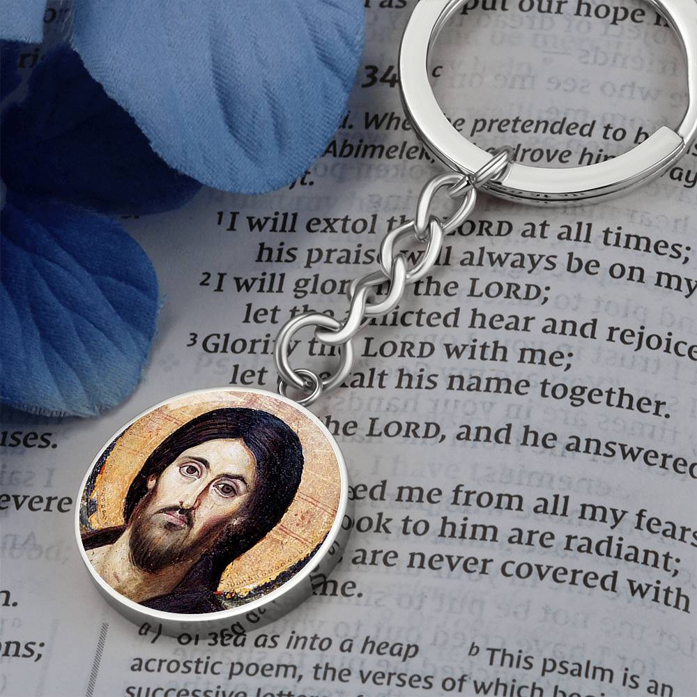 Jesus Christ Pantocrator Sinai Circle Keychain