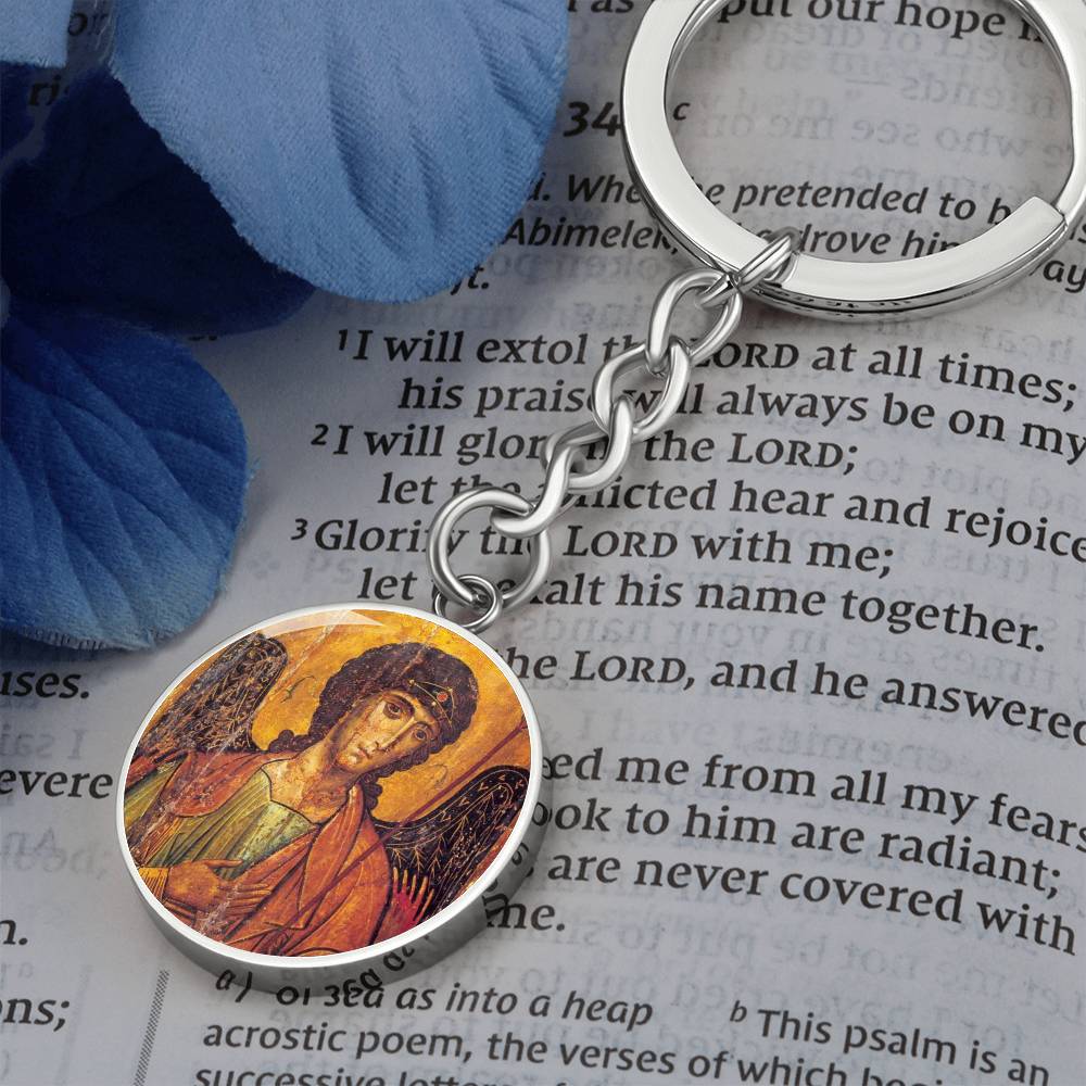 Archangel Michael circle pendant keychain