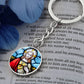 sacred-heart of jesus stained glass pendant necklace_artwork_original_artwork Graphic Circle Keychain NEW