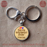 Go Forth Without Fear Saint Clare of Assisi quote pendant necklace or keychain, Confirmation Gift, Baptism Gift, Godparent gift, Christening