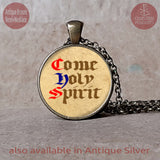 Come Holy Spirit prayer pendant necklace or keychain, Confirmation Gift, First Communion Gift, Christian Prayer Gift, Baptism Gift Girl Boy