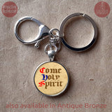 Come Holy Spirit prayer pendant necklace or keychain, Confirmation Gift, First Communion Gift, Christian Prayer Gift, Baptism Gift Girl Boy