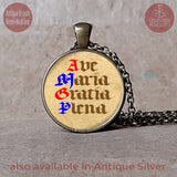 Ave Maria Gratia Plena, Hail Mary Full of Grace prayer pendant necklace or keychain, Hail Mary Necklace, Confirmation Gift, First Communion