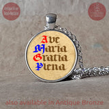 Ave Maria Gratia Plena, Hail Mary Full of Grace prayer pendant necklace or keychain, Hail Mary Necklace, Confirmation Gift, First Communion