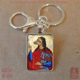 Saint Christopher Dog Head keychain, Dog Headed Saint Christopher, Patron Travelers, Patron Bachelors, Patron Drivers, Gift for Traveler