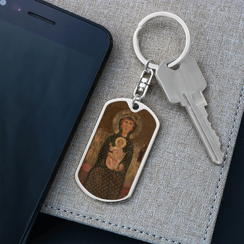 Madonna and Child Margaritonne dog tag keychain