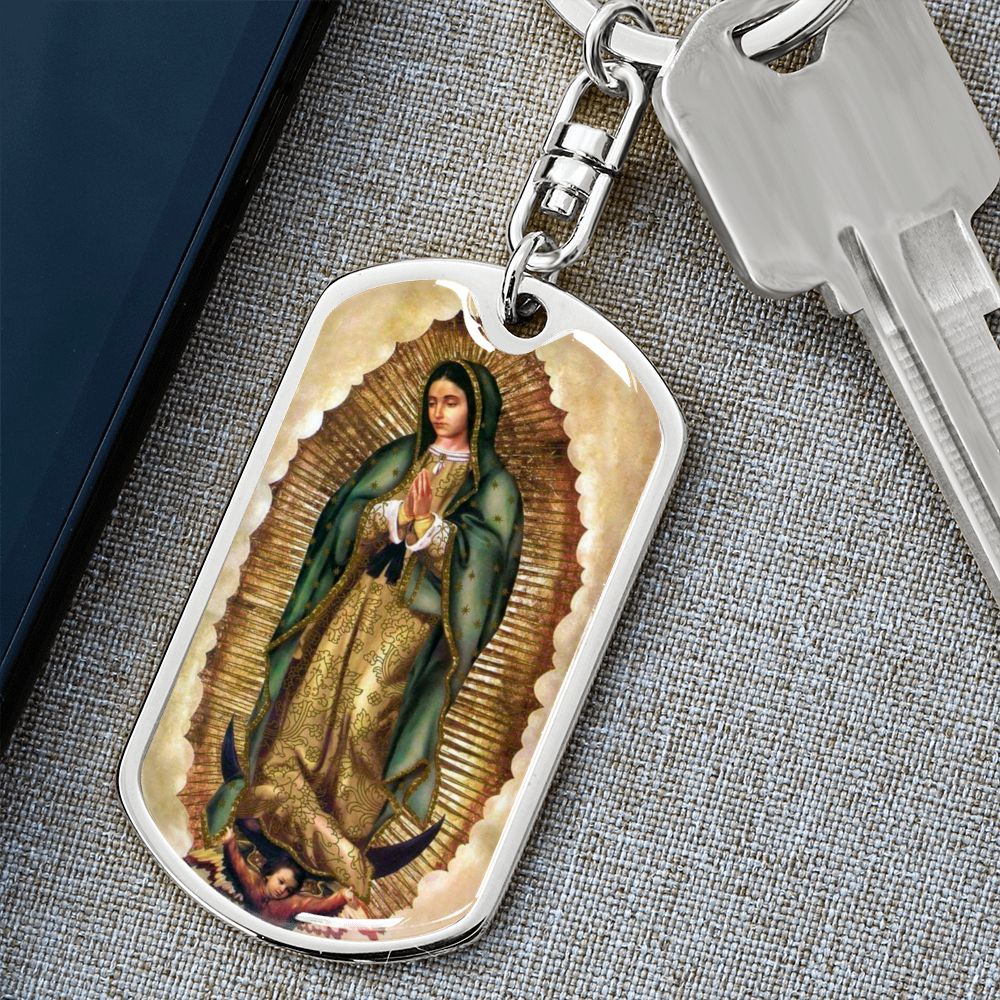 Our Lady of Guadalupe dog tag keychain