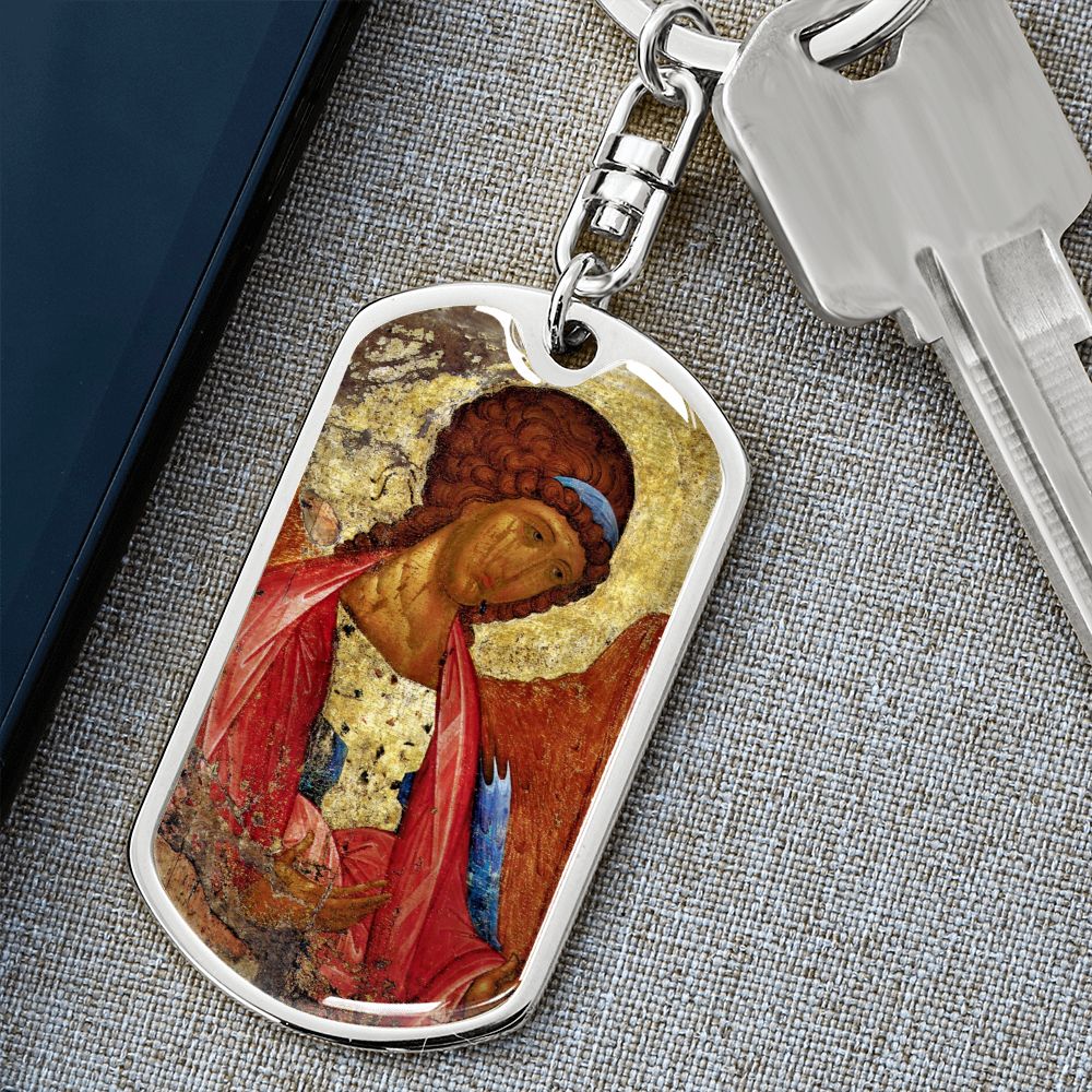 Archangel Michael dog tag keychain