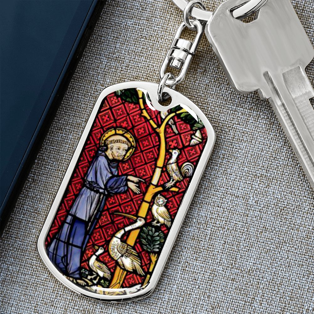St Francis of Assisi dog tag keychain