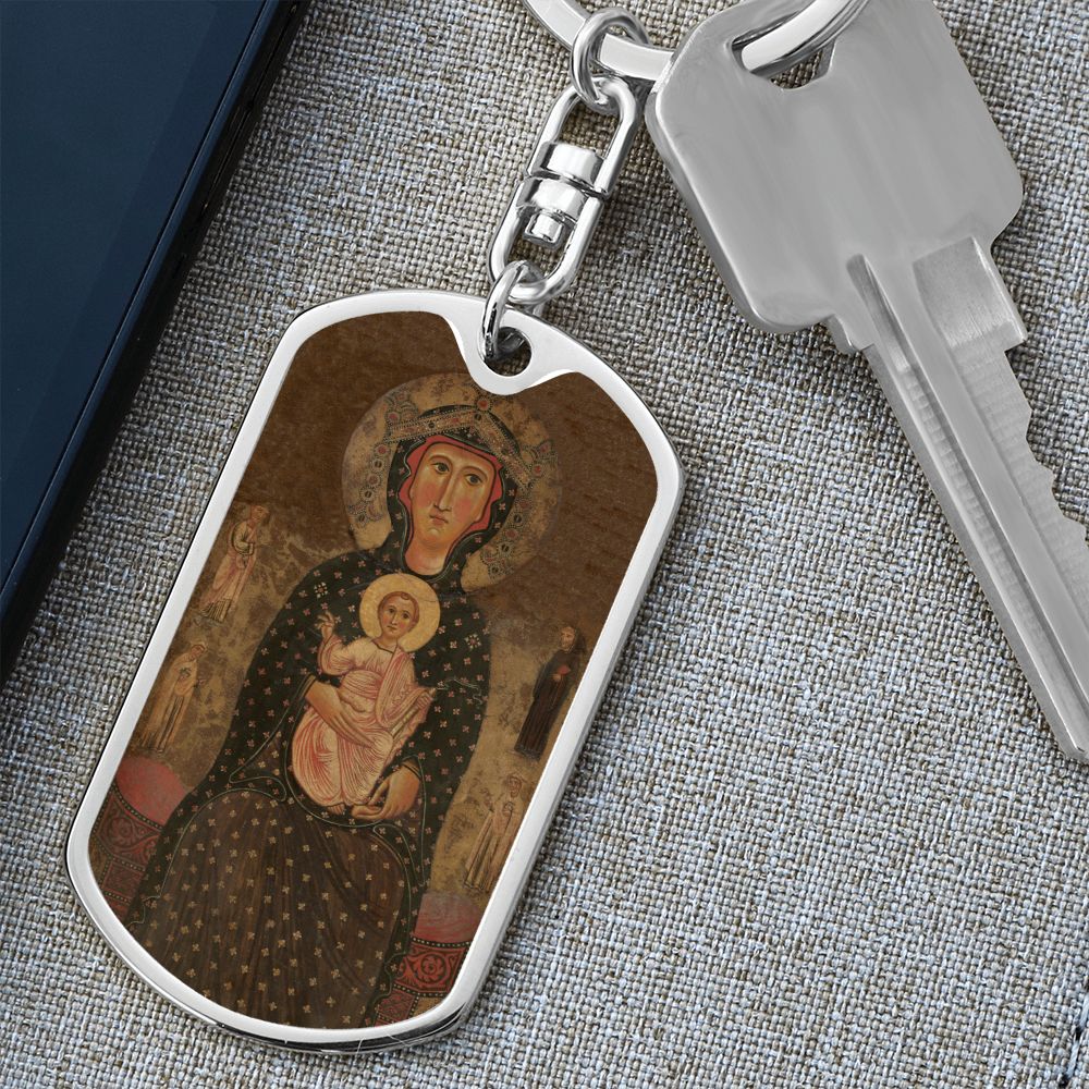 Madonna and Child Margaritonne dog tag keychain