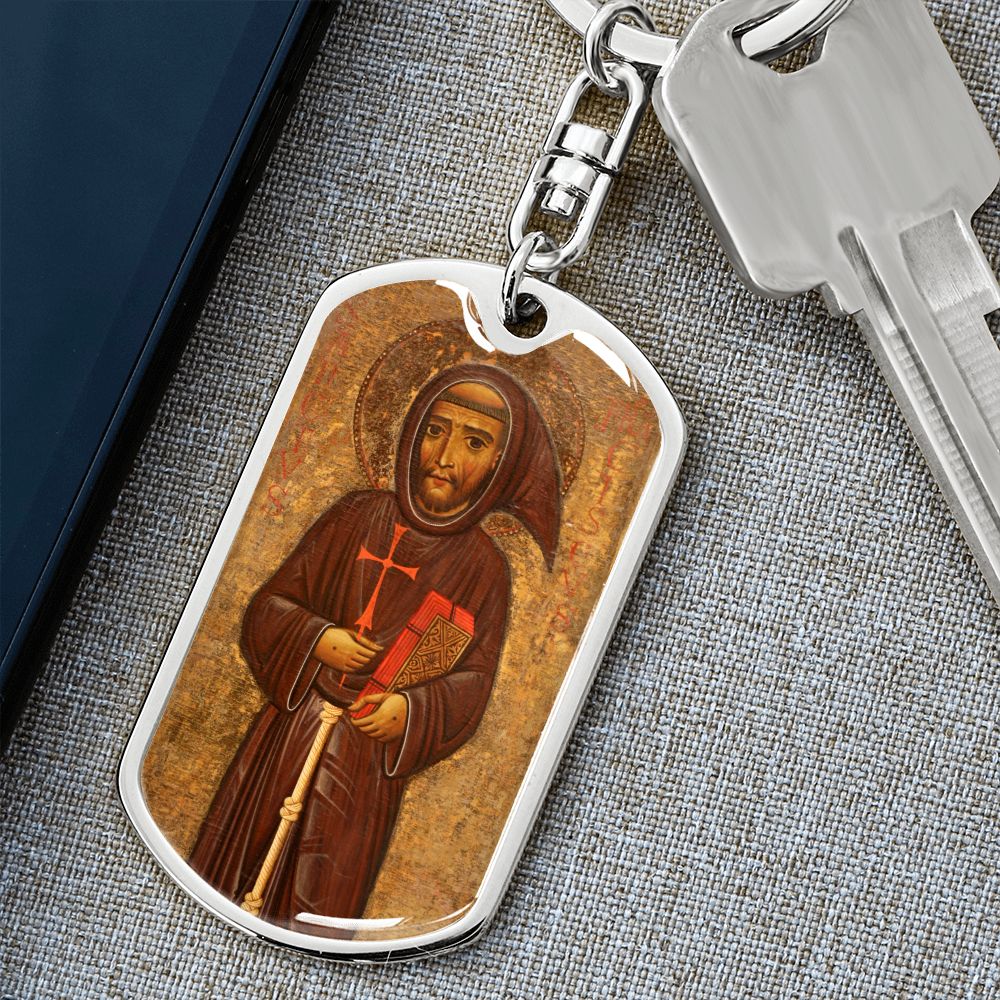 St Francis of Assisi dog tag keychain