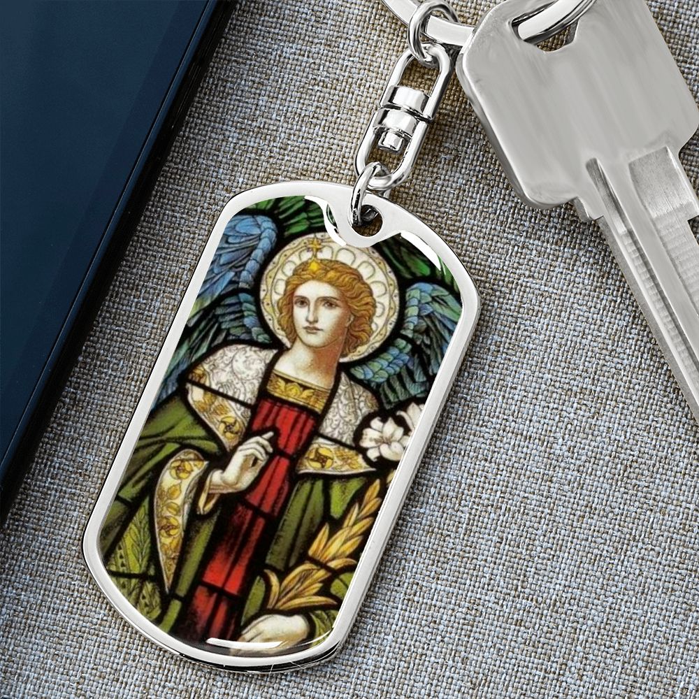 Archangel Gabriel dog tag keychain