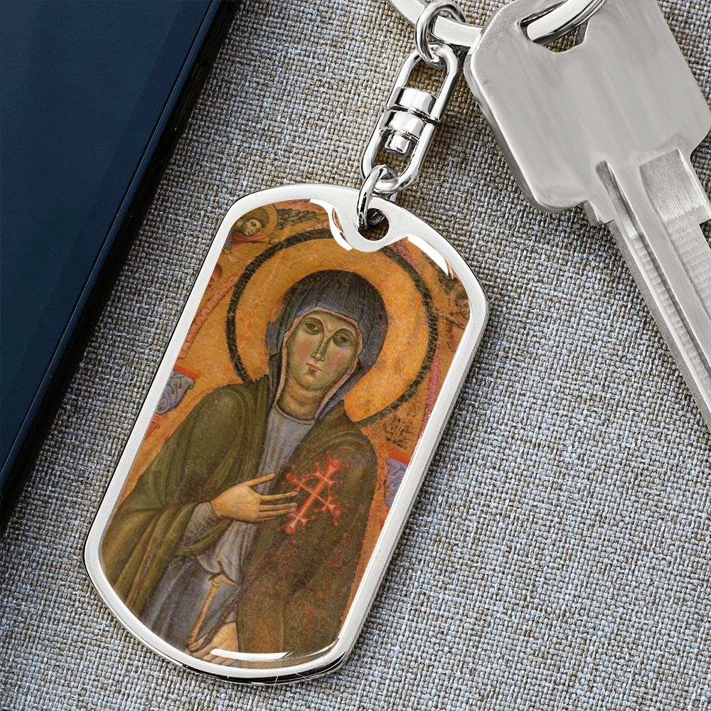St Clare of Assisi dog tag keychain