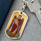 Archangel Michael dog tag keychain
