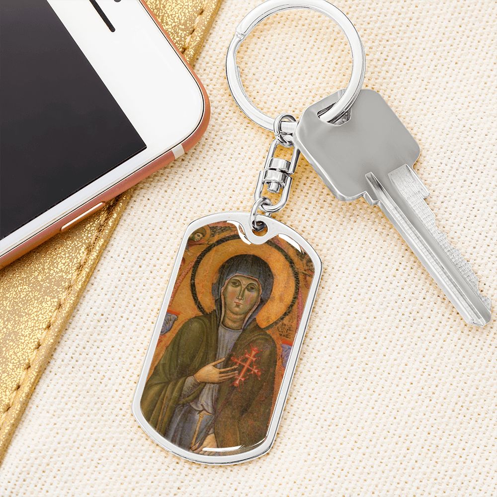 St Clare of Assisi dog tag keychain