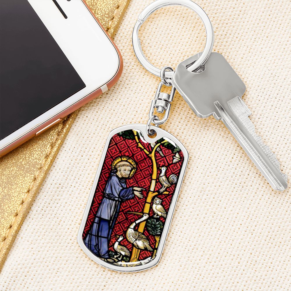 St Francis of Assisi dog tag keychain