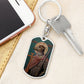 Dog Headed St Christopher dog tag keychain