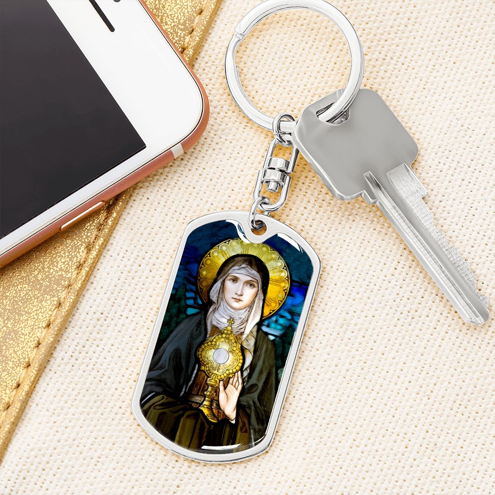 St Clare of Assisi dog tag keychain