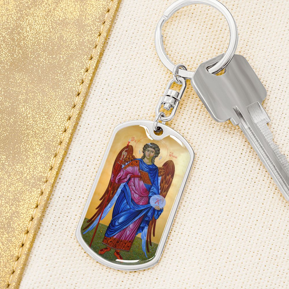 Archangel Gabriel dog tag keychain